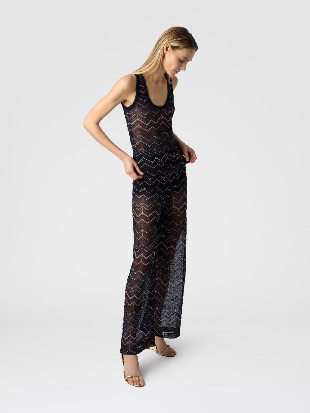 M Missoni Canottiera in maglia zig zag con lurex e paillettes Acquista Ora