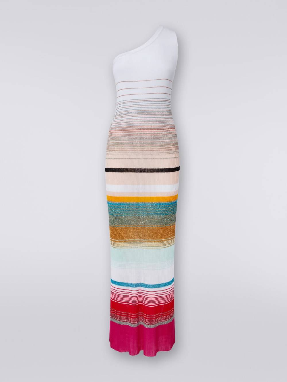 M Missoni Abito monospalla in maglia a costine rigata con lurex Promozione Limitata