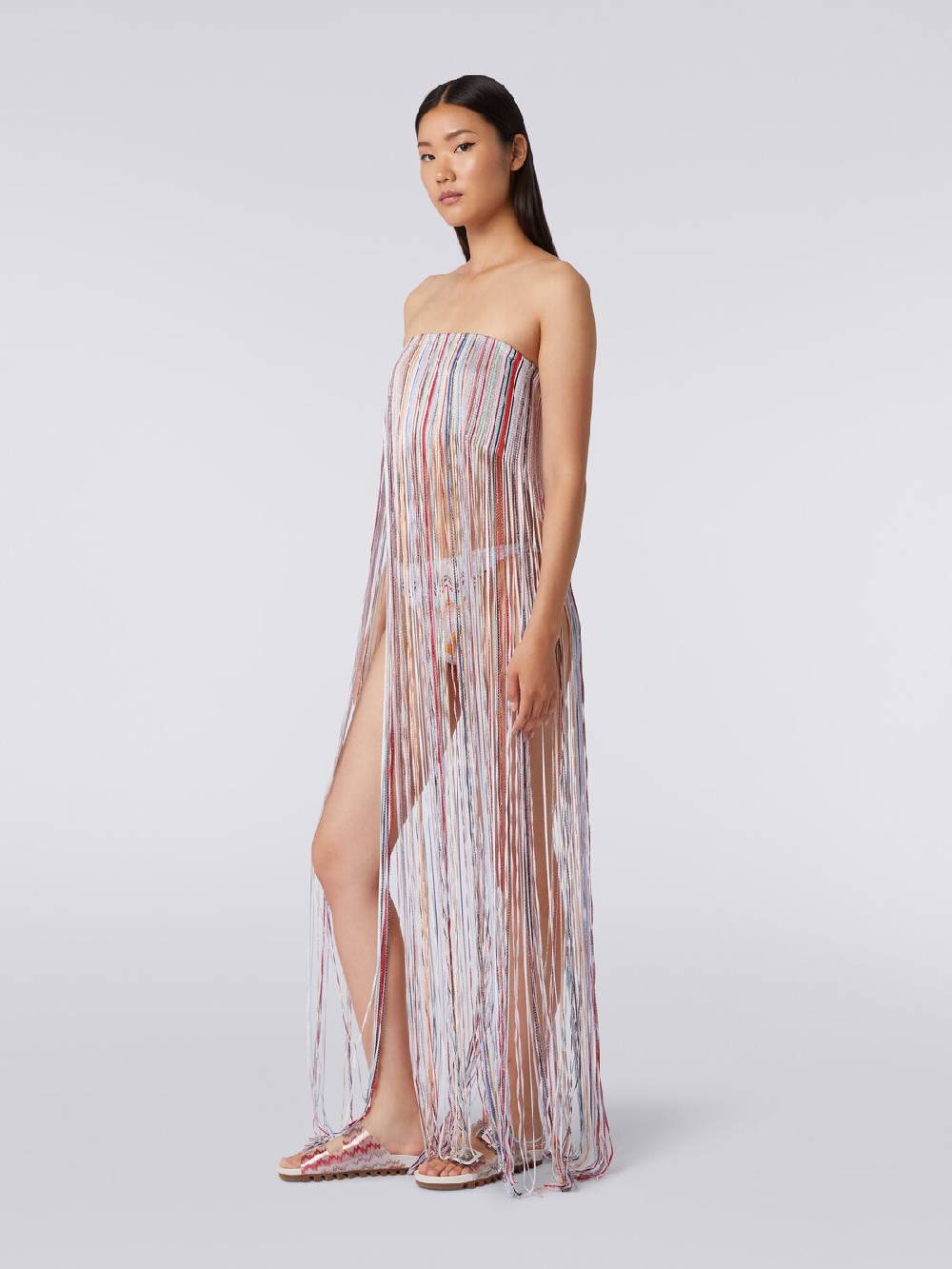 M Missoni Abito copricostume a bustier con frange e lurex Affare Del Giorno