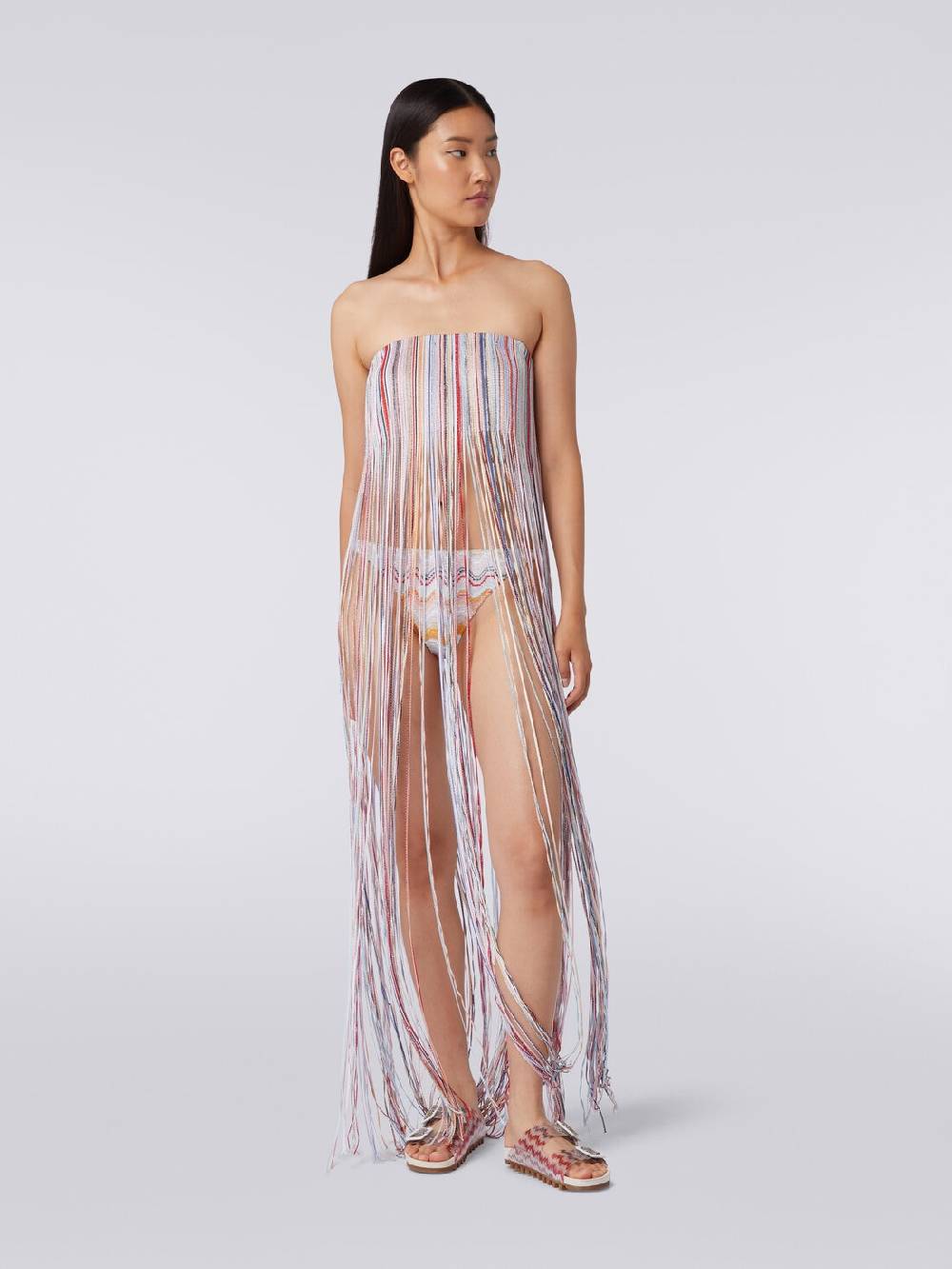 M Missoni Abito copricostume a bustier con frange e lurex Affare Del Giorno