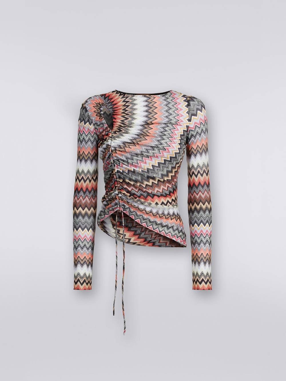 M Missoni Top a maniche lunghe zig zag con arricciatura e dettaglio cut-out Economico