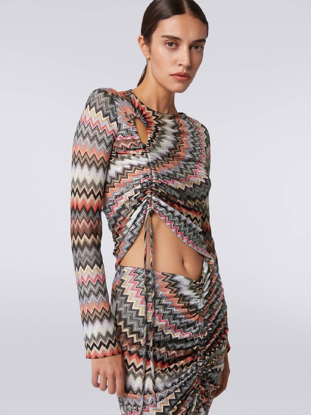 M Missoni Top a maniche lunghe zig zag con arricciatura e dettaglio cut-out Economico