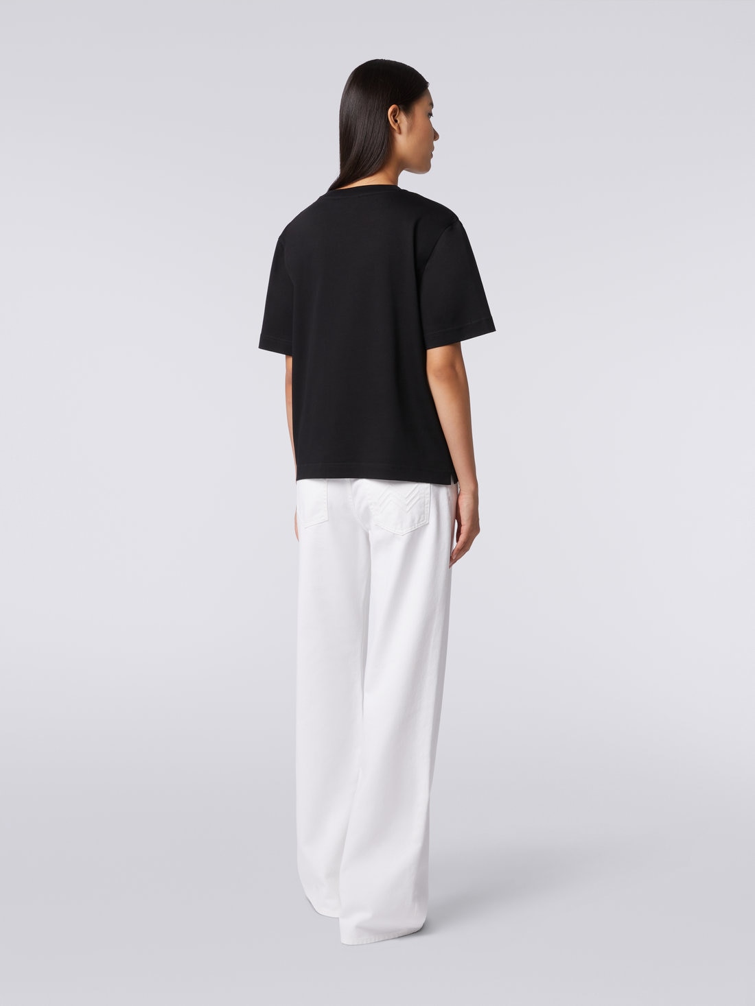 M Missoni T-shirt girocollo in cotone con ricamo e logo In Vendita