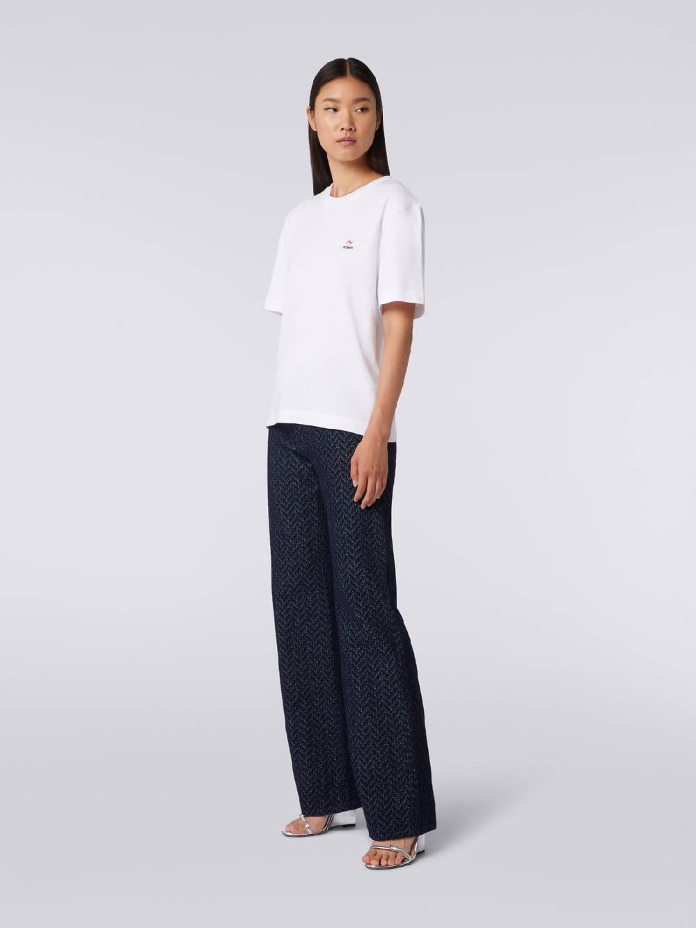 M Missoni T-shirt girocollo in cotone con ricamo e logo Saldi
