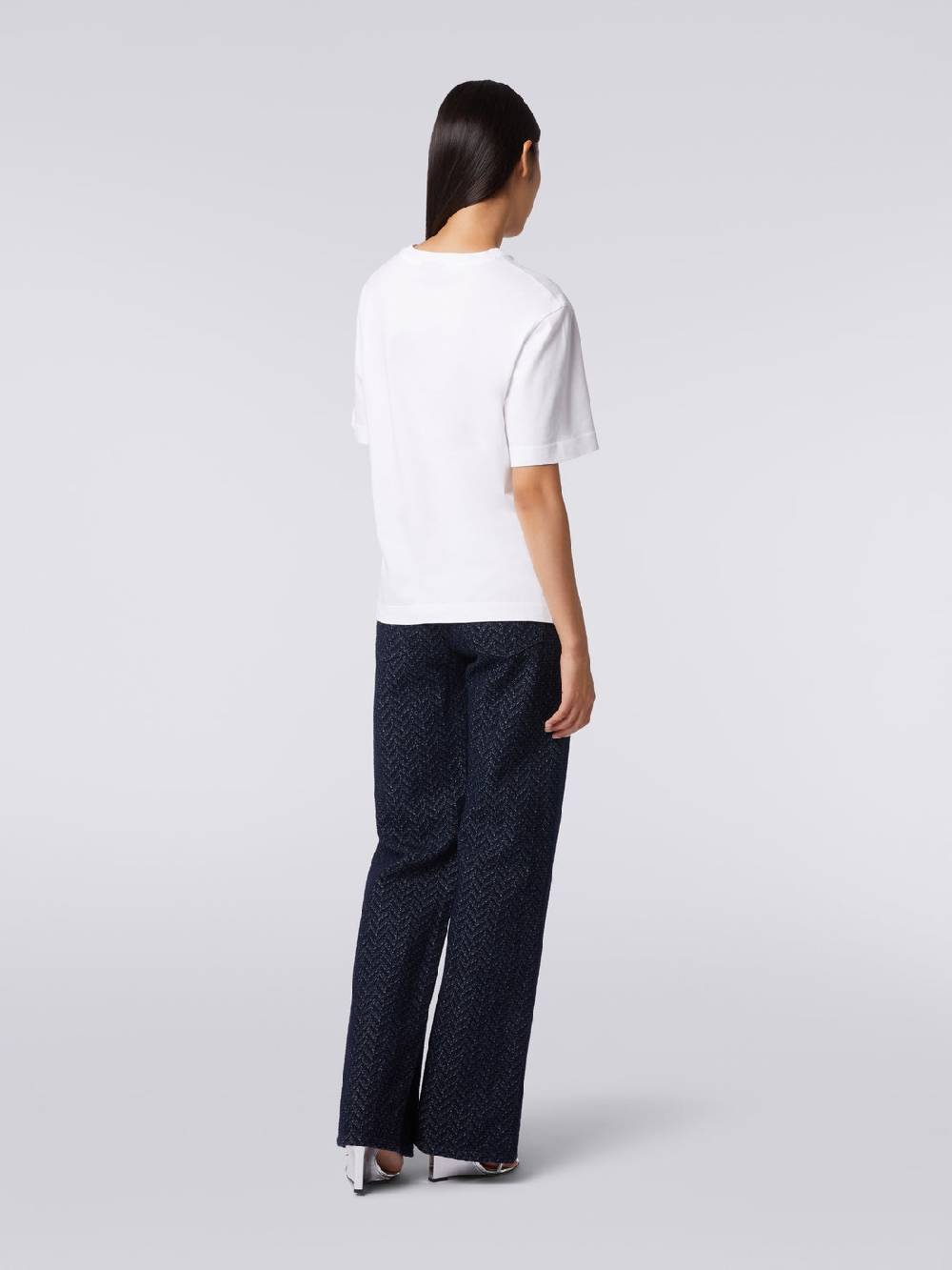 M Missoni T-shirt girocollo in cotone con ricamo e logo Saldi