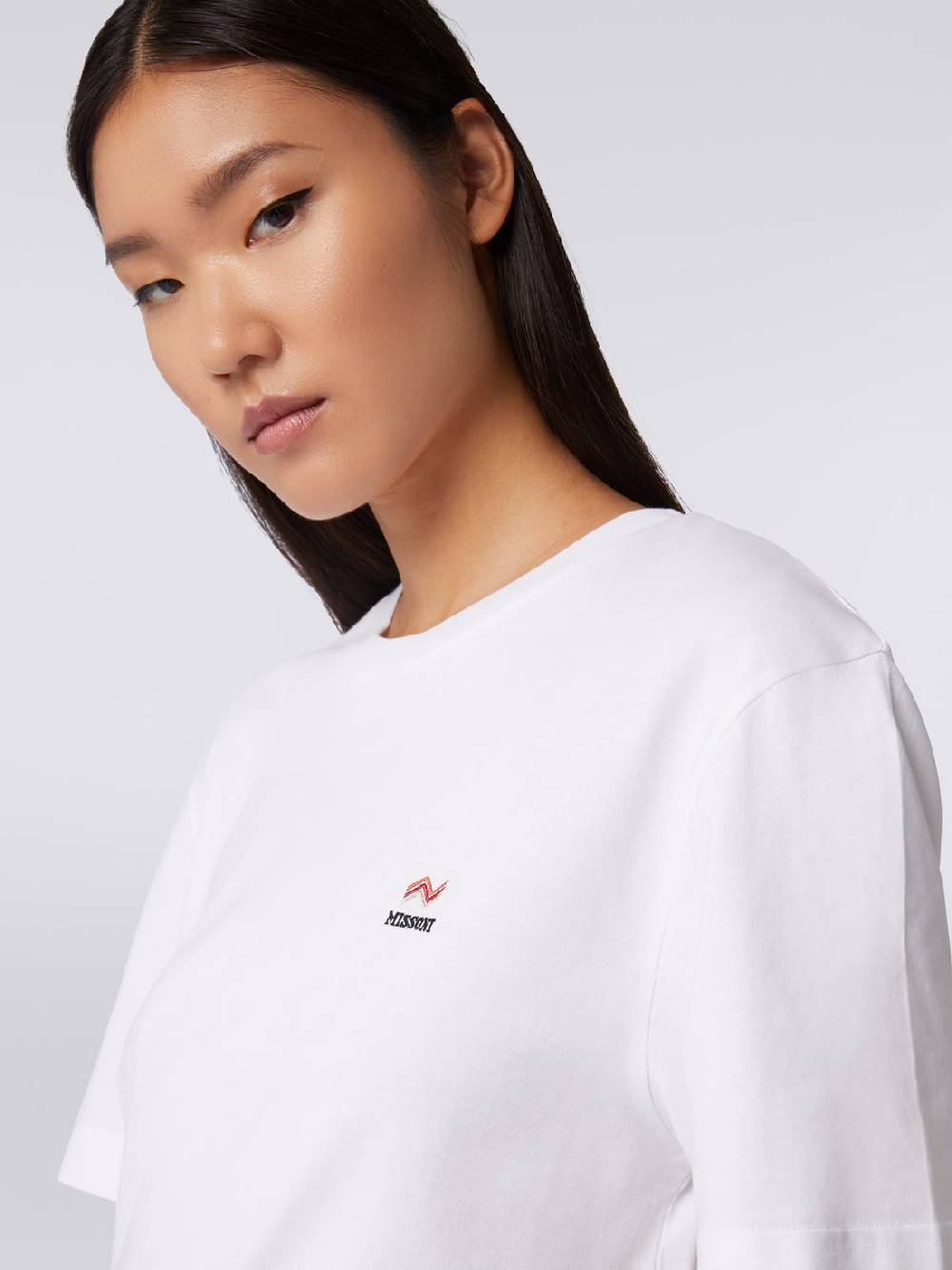 M Missoni T-shirt girocollo in cotone con ricamo e logo Saldi