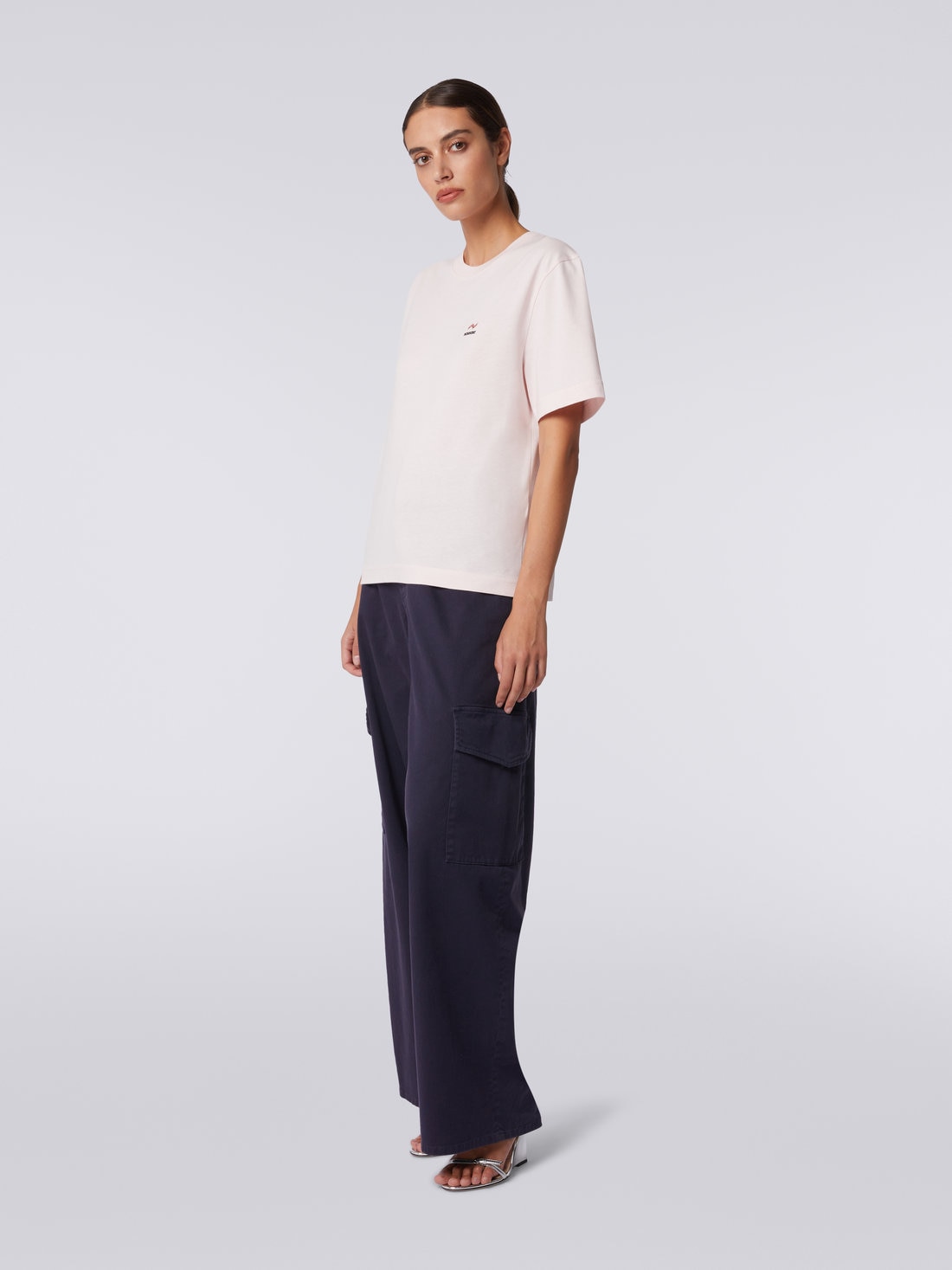 M Missoni T-shirt girocollo in cotone con ricamo e logo Offerte