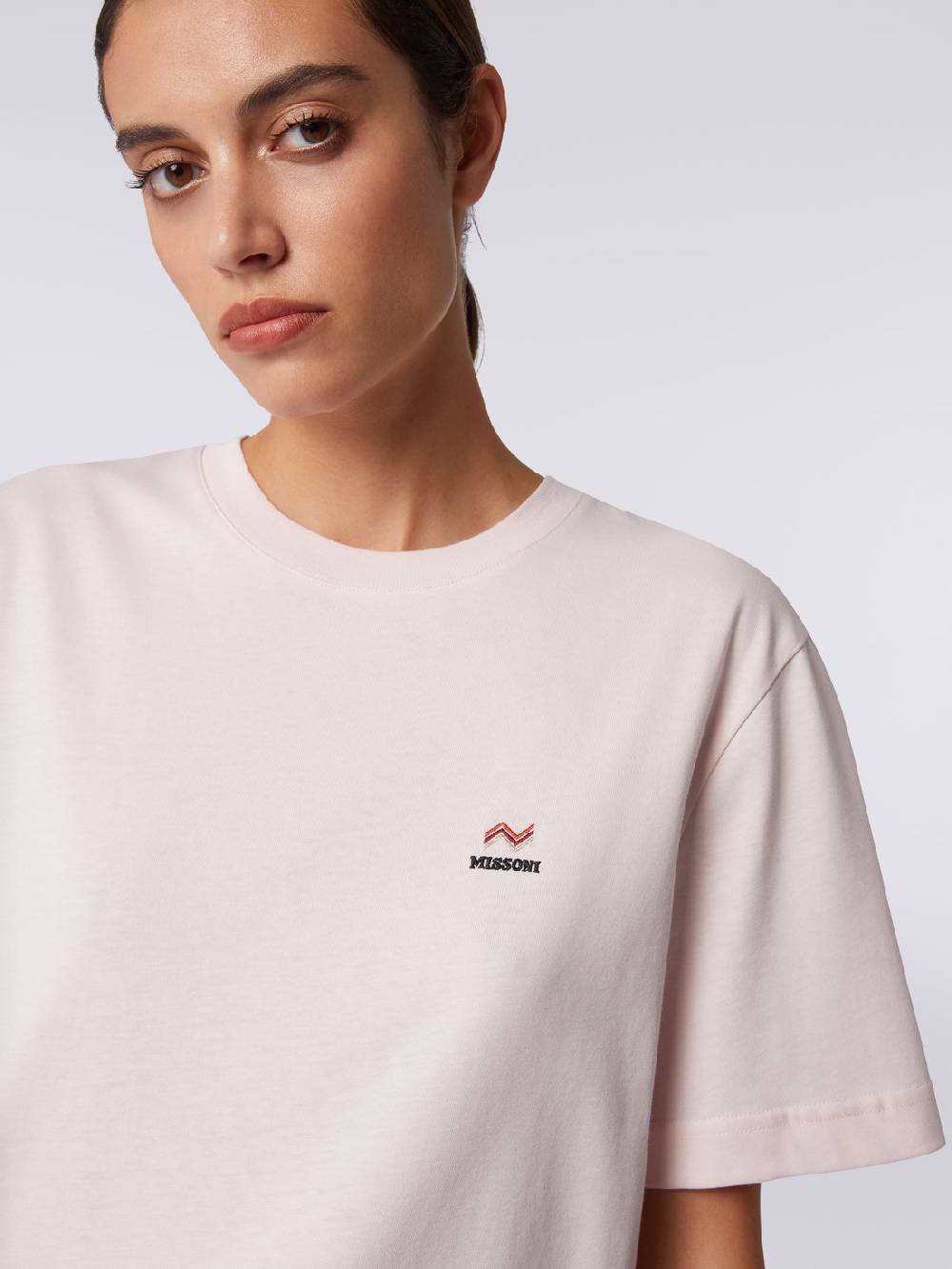 M Missoni T-shirt girocollo in cotone con ricamo e logo Offerte