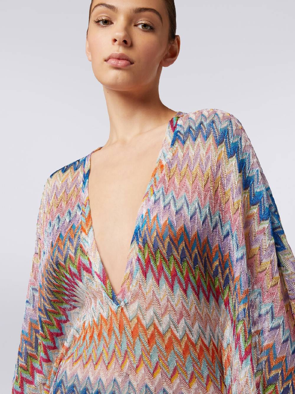 M Missoni Caftano copricostume lungo con scollo a V e lurex Vendita Calda