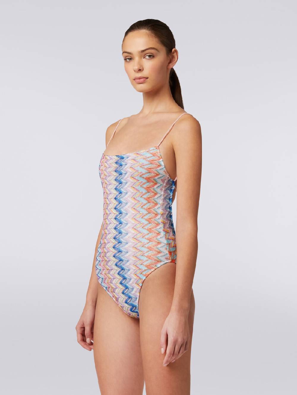 M Missoni Costume intero lamé con spalline sottili regolabili Vendita Economica