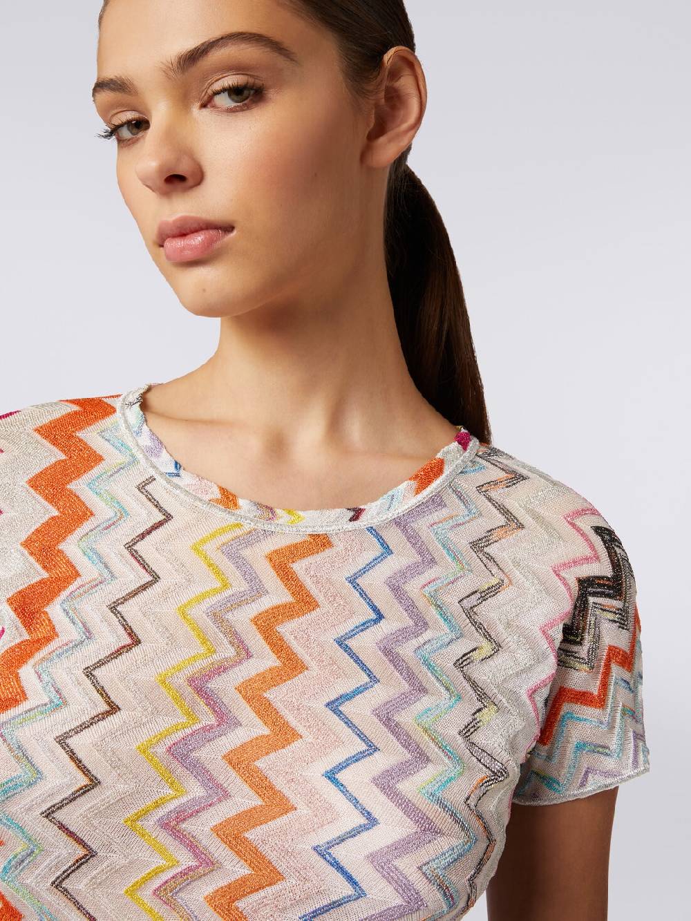 M Missoni Crop top in misto viscosa chevron con lurex Vendite Flash