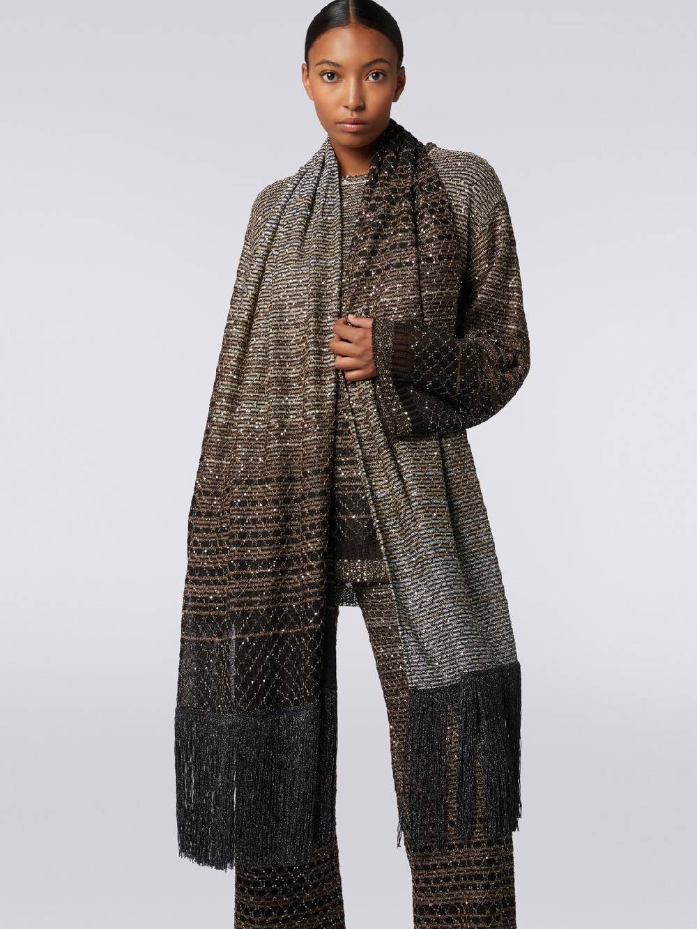 M Missoni Stola in maglia dégradé con frange e paillettes In Saldo