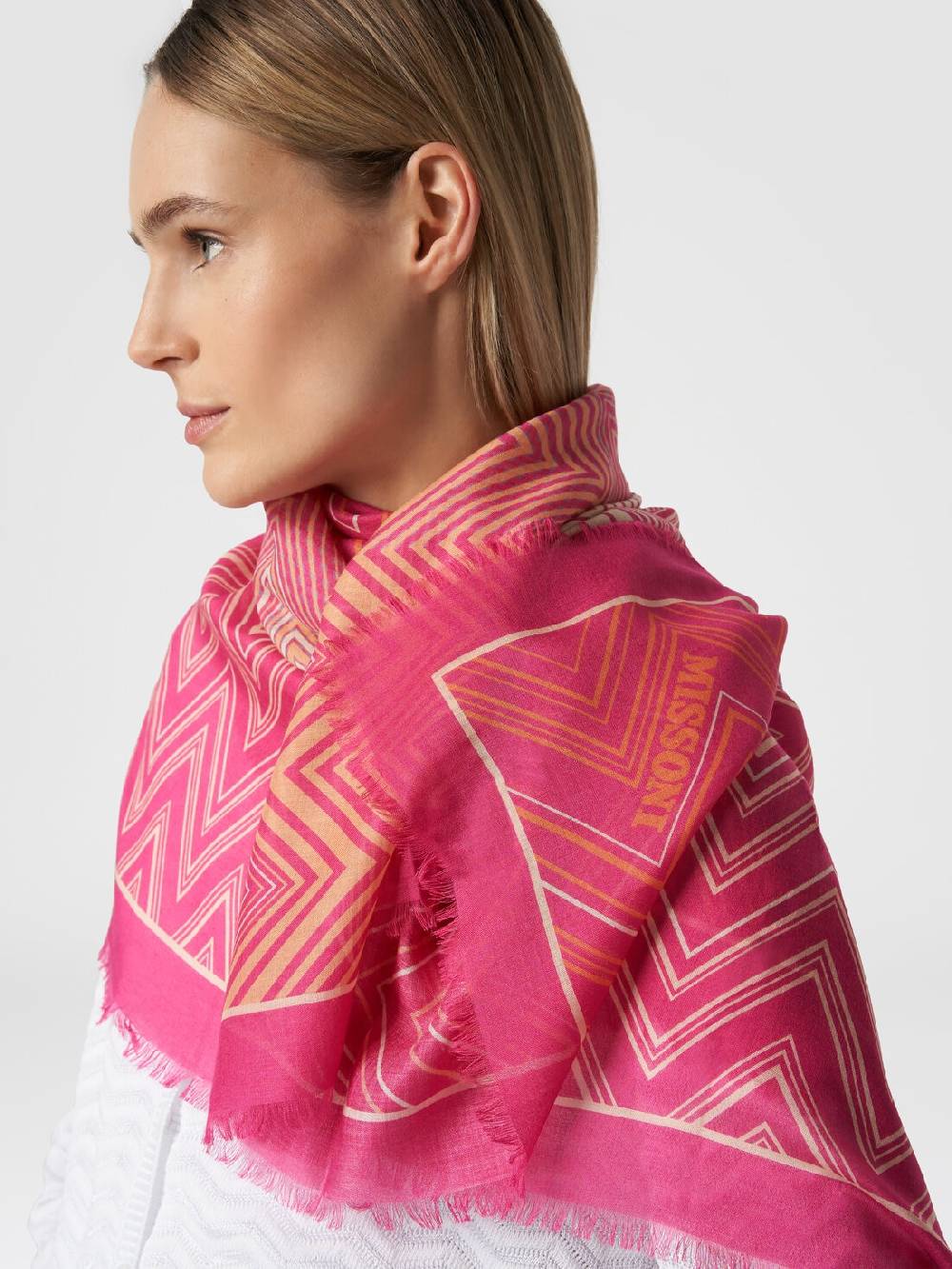 M Missoni Scialle in modal e seta chevron Prezzo di fabbrica