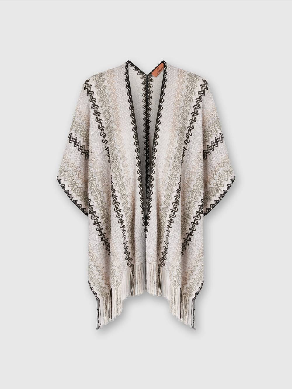 M Missoni Poncho in maglia di misto viscosa con motivo a onde e frange Vendite stagionali