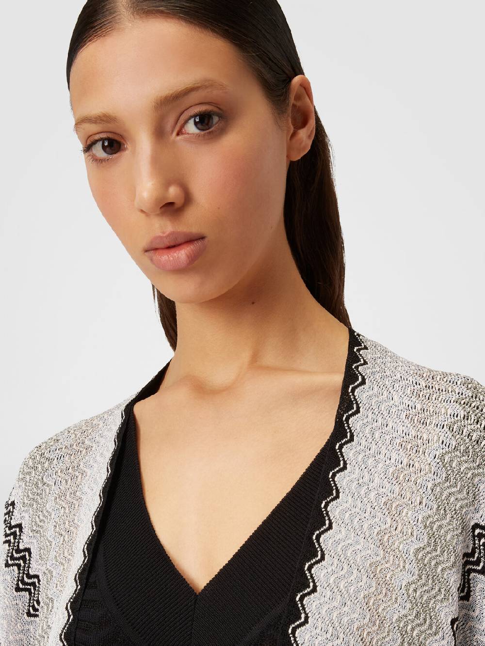 M Missoni Poncho in maglia di misto viscosa con motivo a onde e frange Vendite stagionali