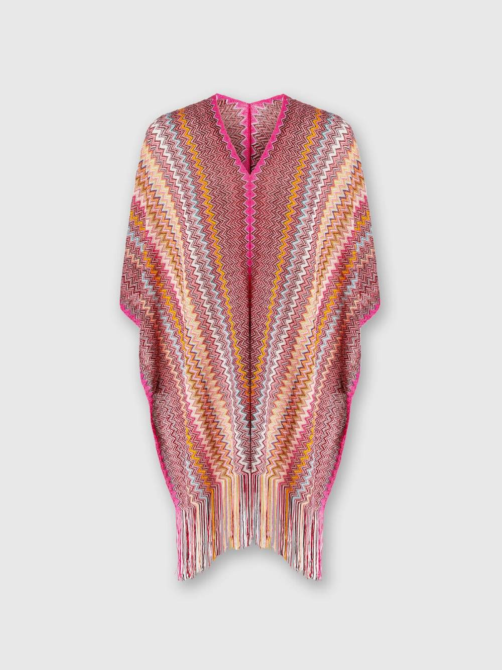 M Missoni Poncho in maglia di viscosa zig zag con frange Black Friday