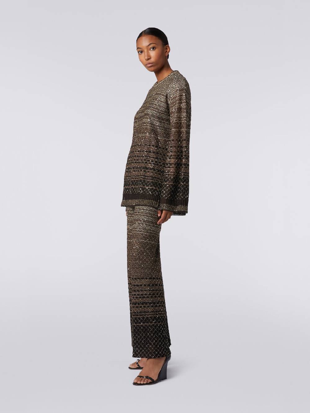 M Missoni Pantaloni in maglia dégradé con paillettes Offerta natalizia