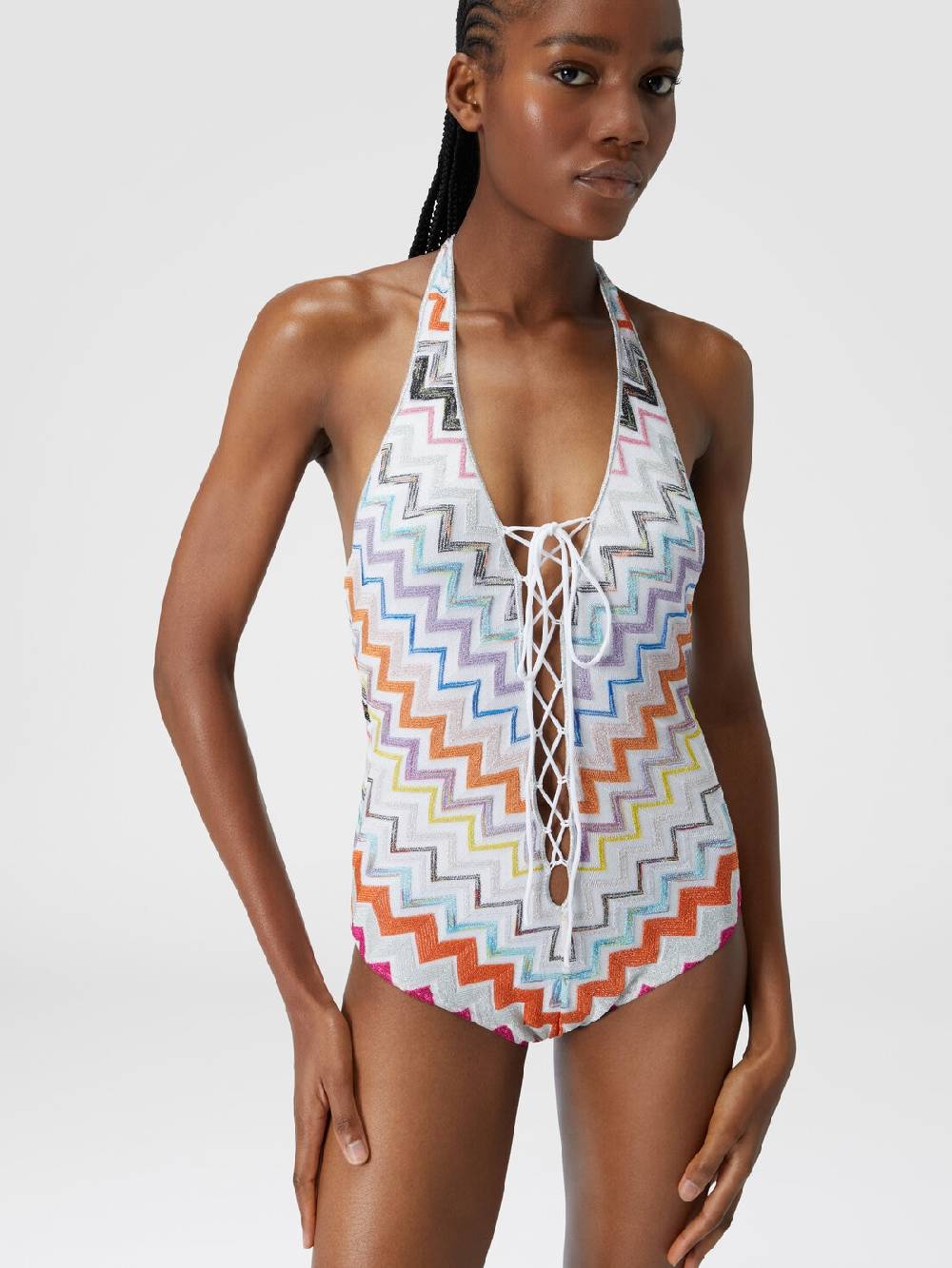 M Missoni Costume intero in viscosa zig zag con lurex Offerta per la Festa della Mamma