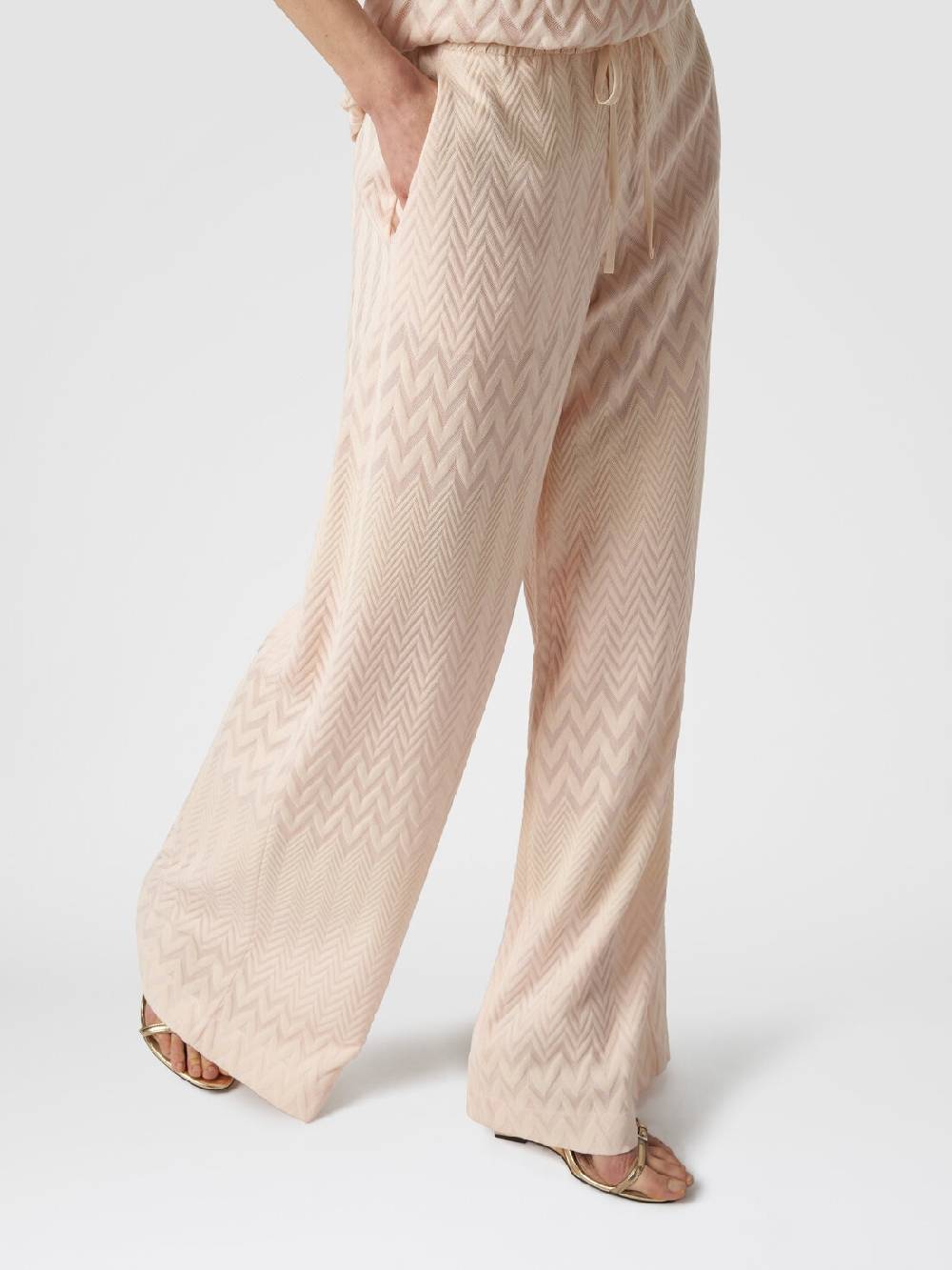 M Missoni Pantaloni a palazzo in cotone e viscosa zig zag Offerta Anniversario