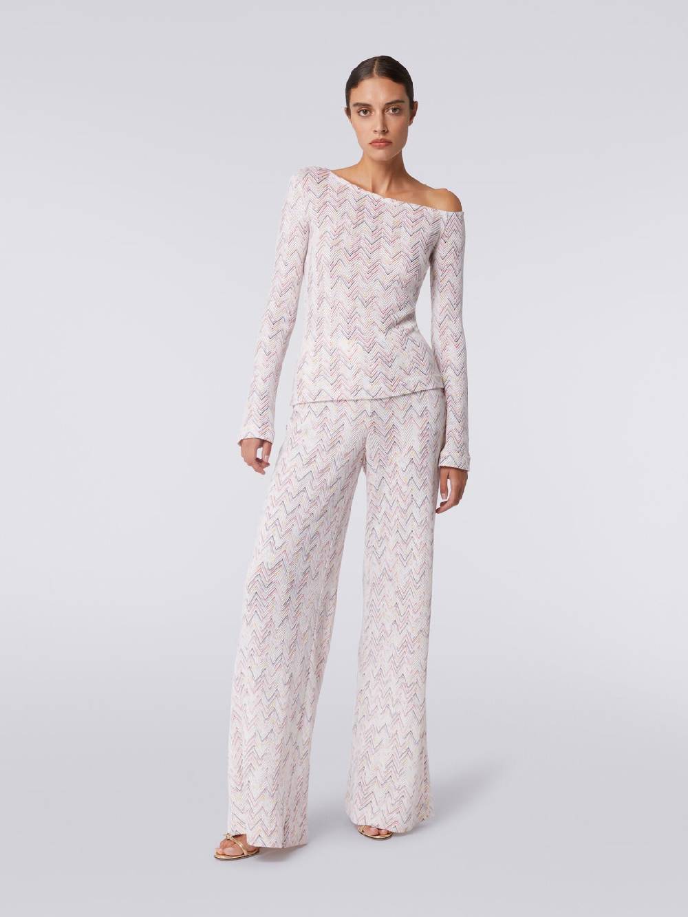 M Missoni Pantaloni a palazzo in lana e viscosa zig zag Smaltimento dello stoccaggio