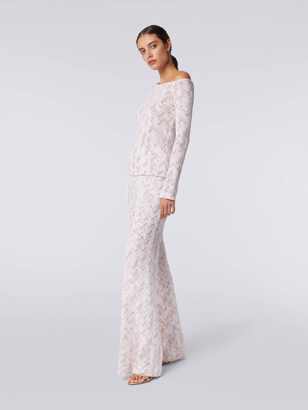 M Missoni Pantaloni a palazzo in lana e viscosa zig zag Smaltimento dello stoccaggio