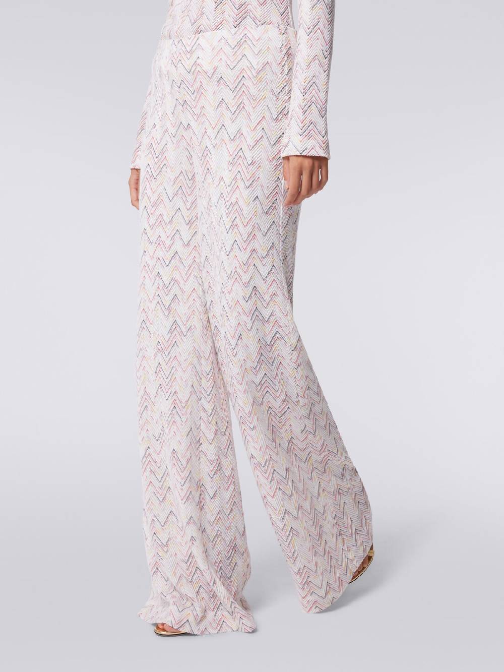 M Missoni Pantaloni a palazzo in lana e viscosa zig zag Smaltimento dello stoccaggio