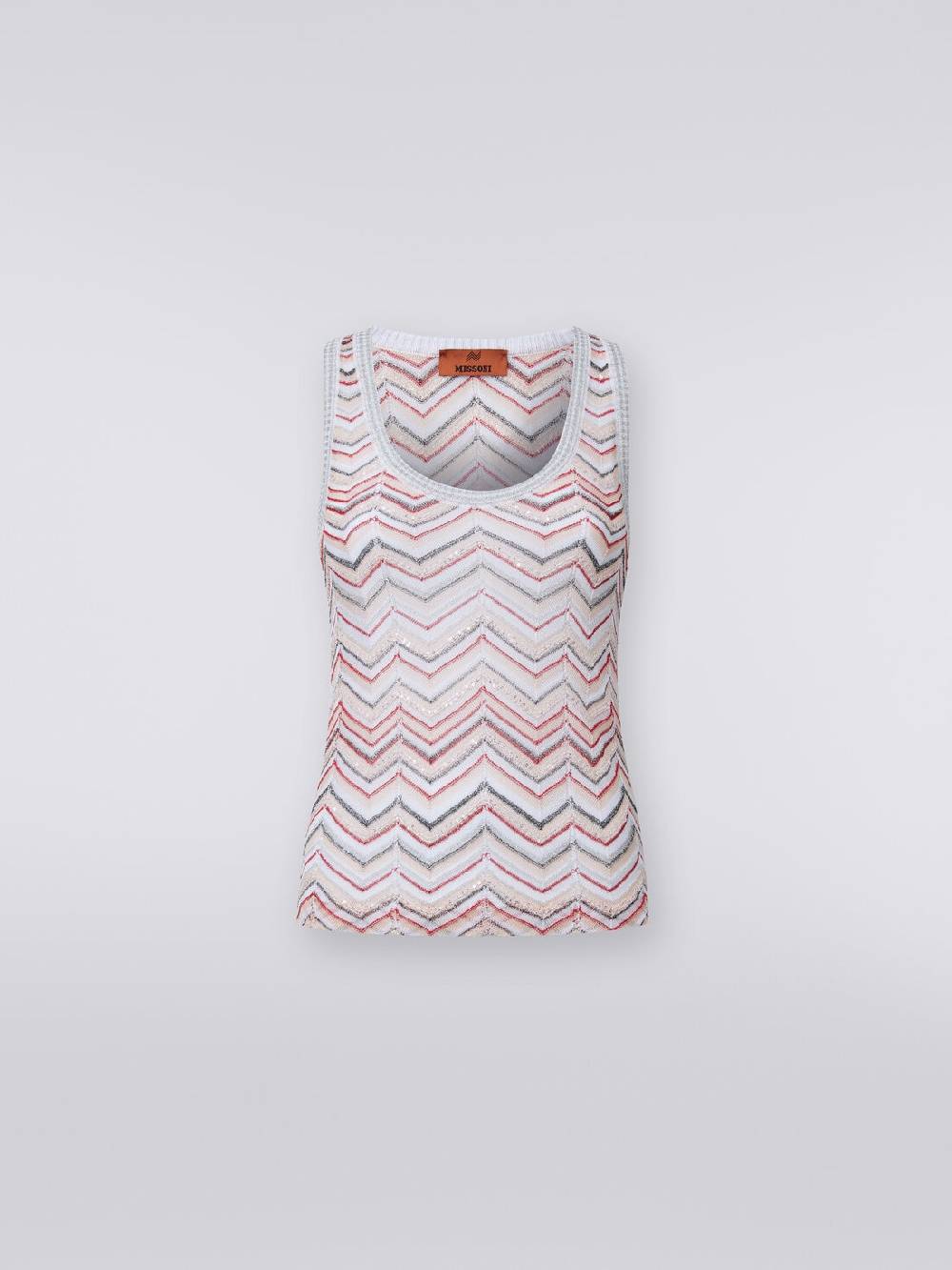 M Missoni Canottiera in maglia zig zag con lurex e paillettes Vendita calda