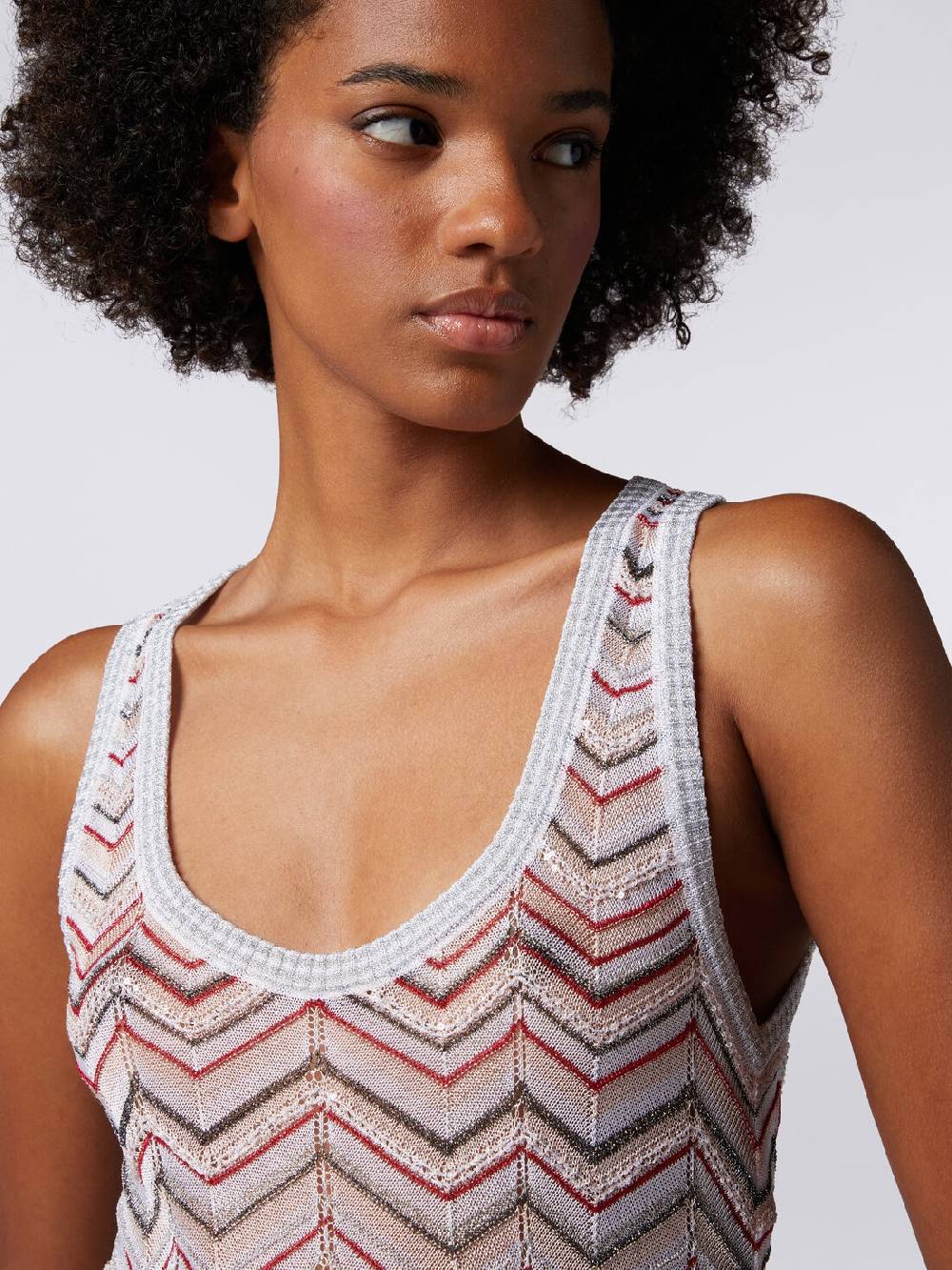M Missoni Canottiera in maglia zig zag con lurex e paillettes Vendita calda