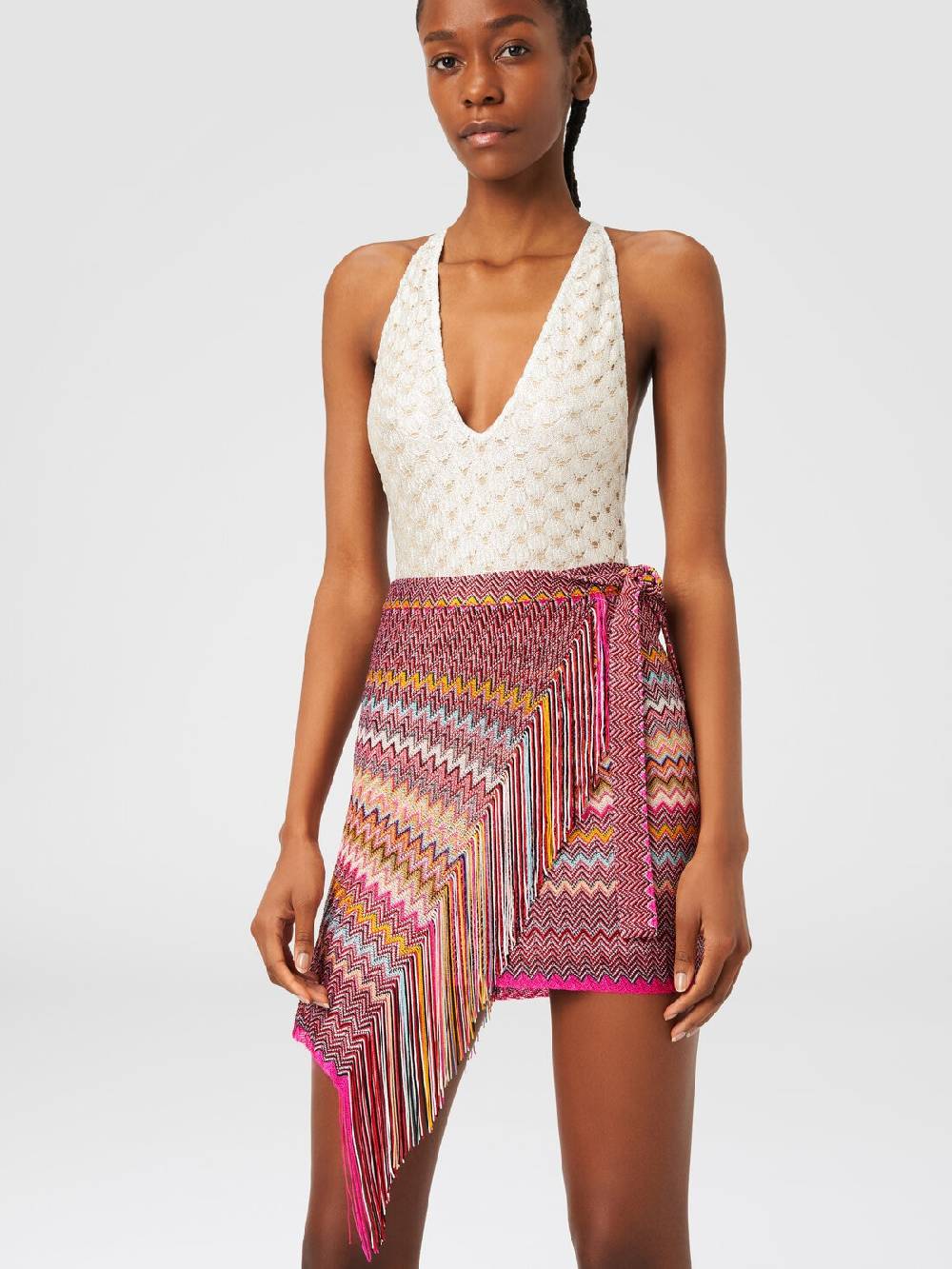 M Missoni Pareo in maglia di viscosa zig zag con frange Grandi sconti