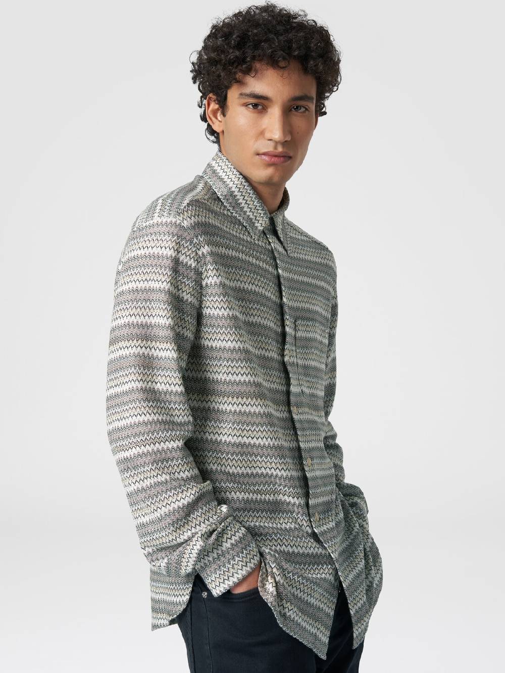 M Missoni Camicia a maniche lunghe in misto viscosa chevron Comprane uno, ottenene uno gratis