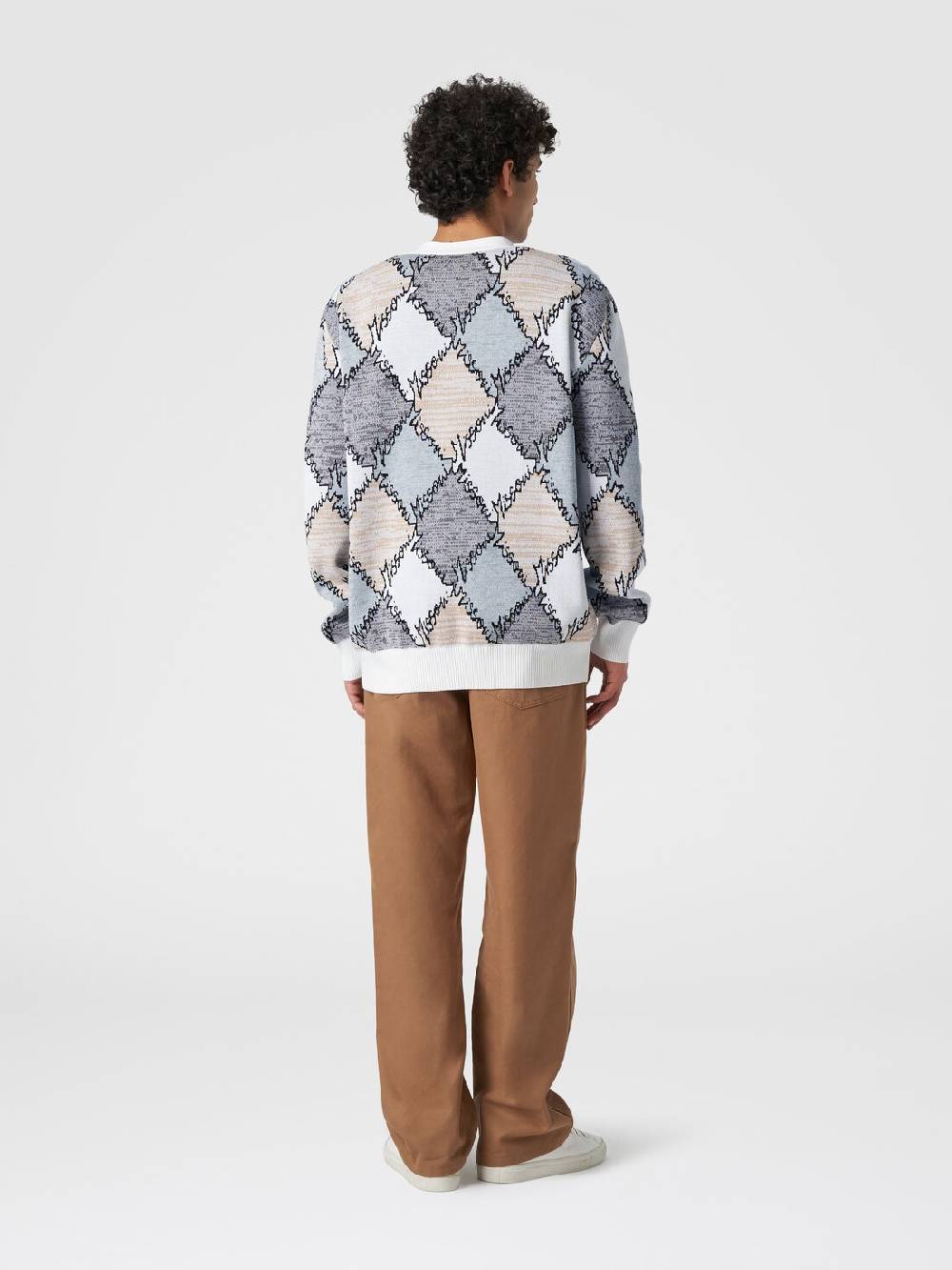 M Missoni Cardigan in cotone a losanghe con scritta logo Offerta settimanale