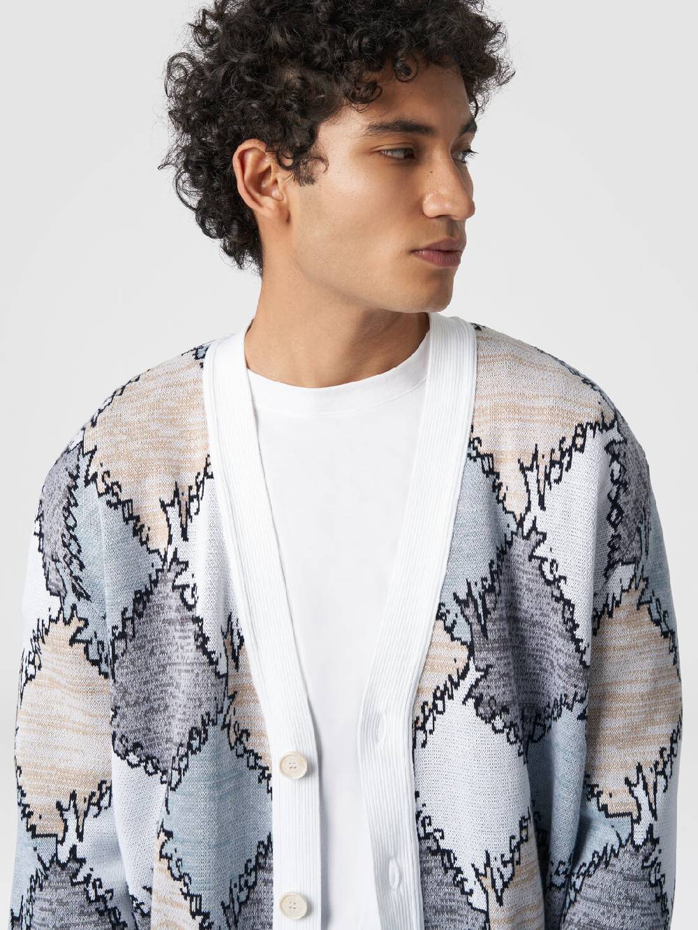 M Missoni Cardigan in cotone a losanghe con scritta logo Offerta settimanale