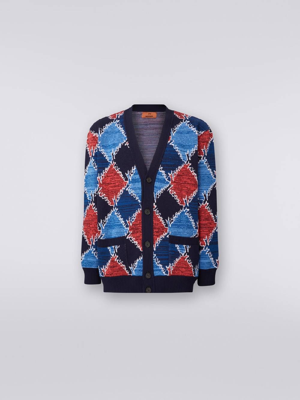 M Missoni Cardigan in cotone a losanghe con scritta logo Ritorno libero