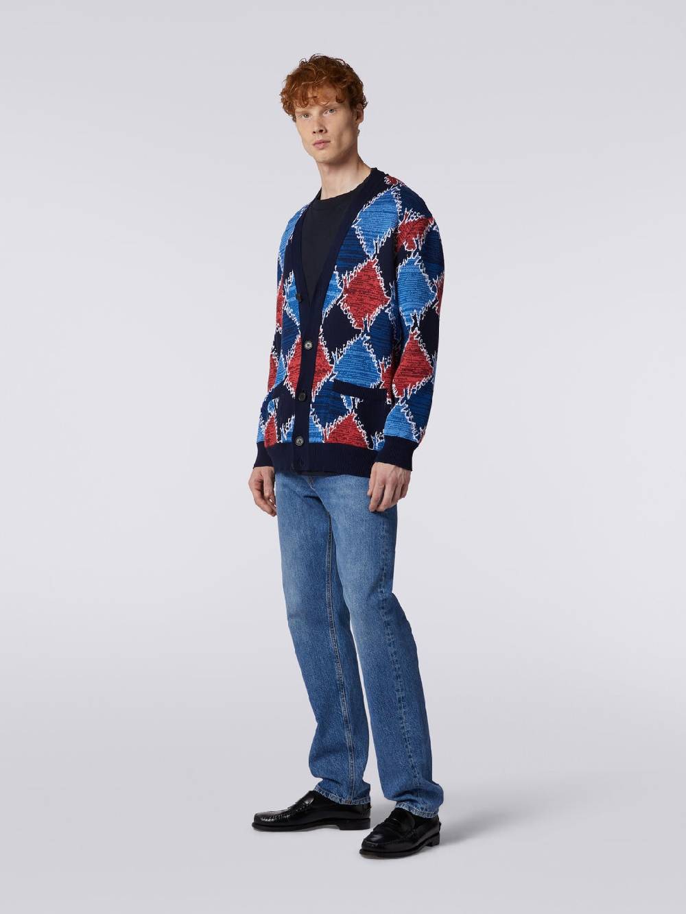 M Missoni Cardigan in cotone a losanghe con scritta logo Ritorno libero