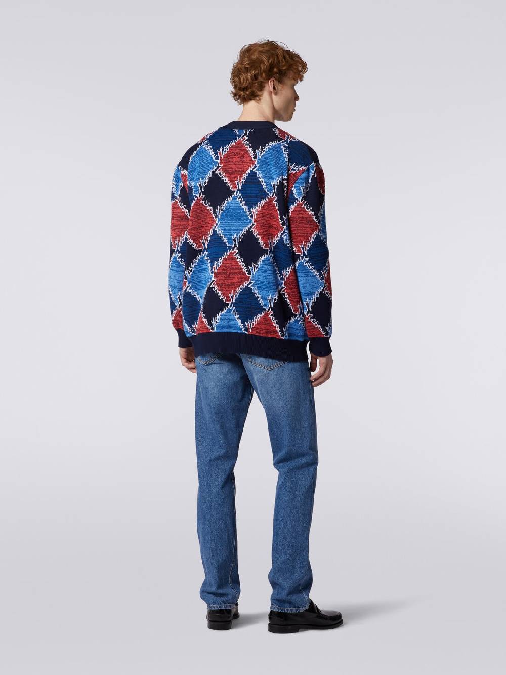 M Missoni Cardigan in cotone a losanghe con scritta logo Ritorno libero