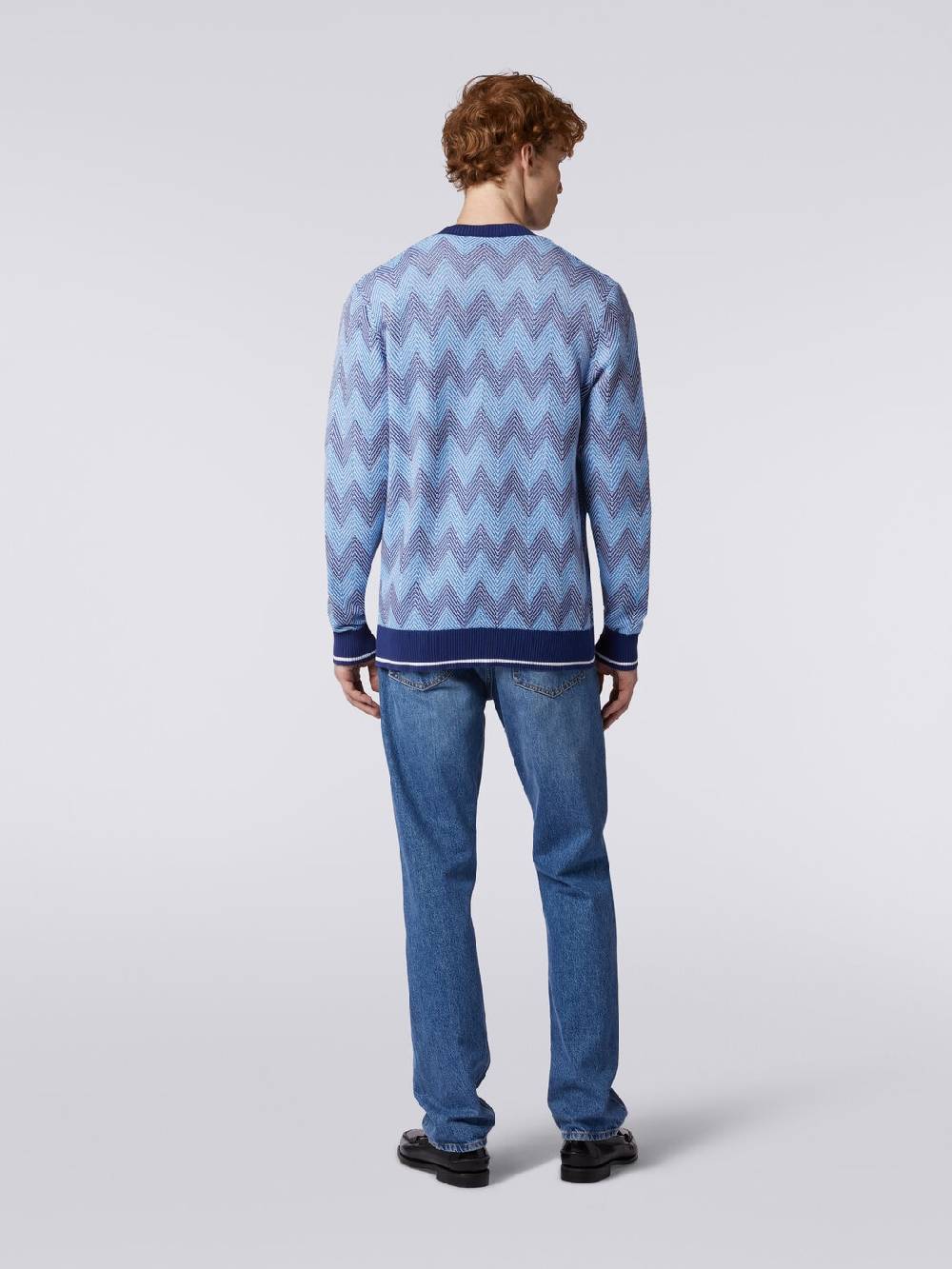 M Missoni Cardigan in maglia di cotone chevron con profili a contrasto Rilascio limitato