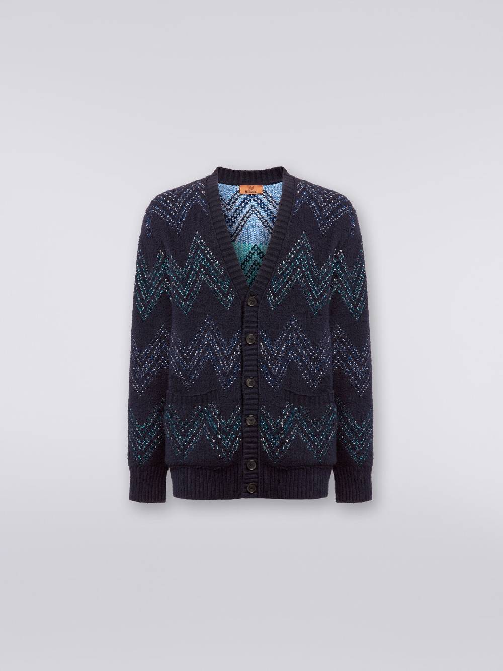 M Missoni Cardigan con scollatura a V in misto cotone zig zag Ultimi tre giorni