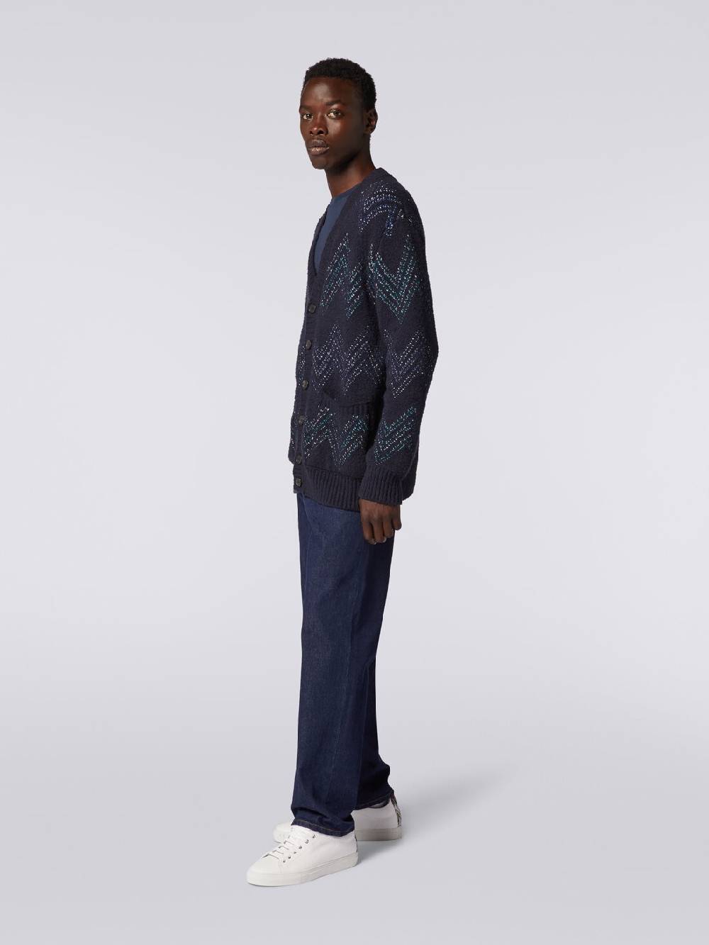 M Missoni Cardigan con scollatura a V in misto cotone zig zag Ultimi tre giorni