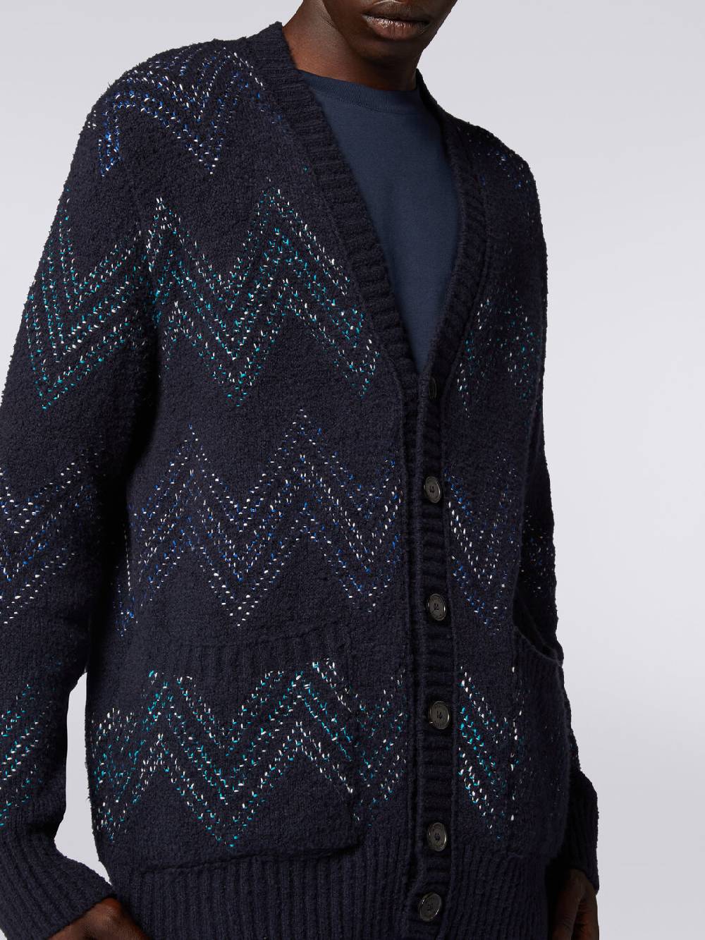 M Missoni Cardigan con scollatura a V in misto cotone zig zag Ultimi tre giorni