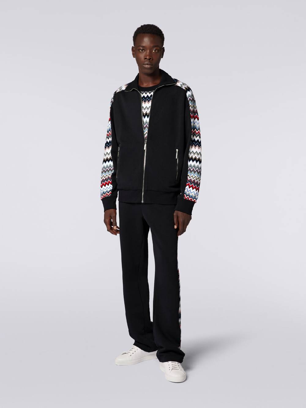 M Missoni Felpa in cotone con zip e inserti zig zag Latest stili