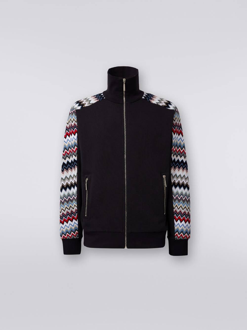 M Missoni Felpa in cotone con zip e inserti zig zag Latest stili