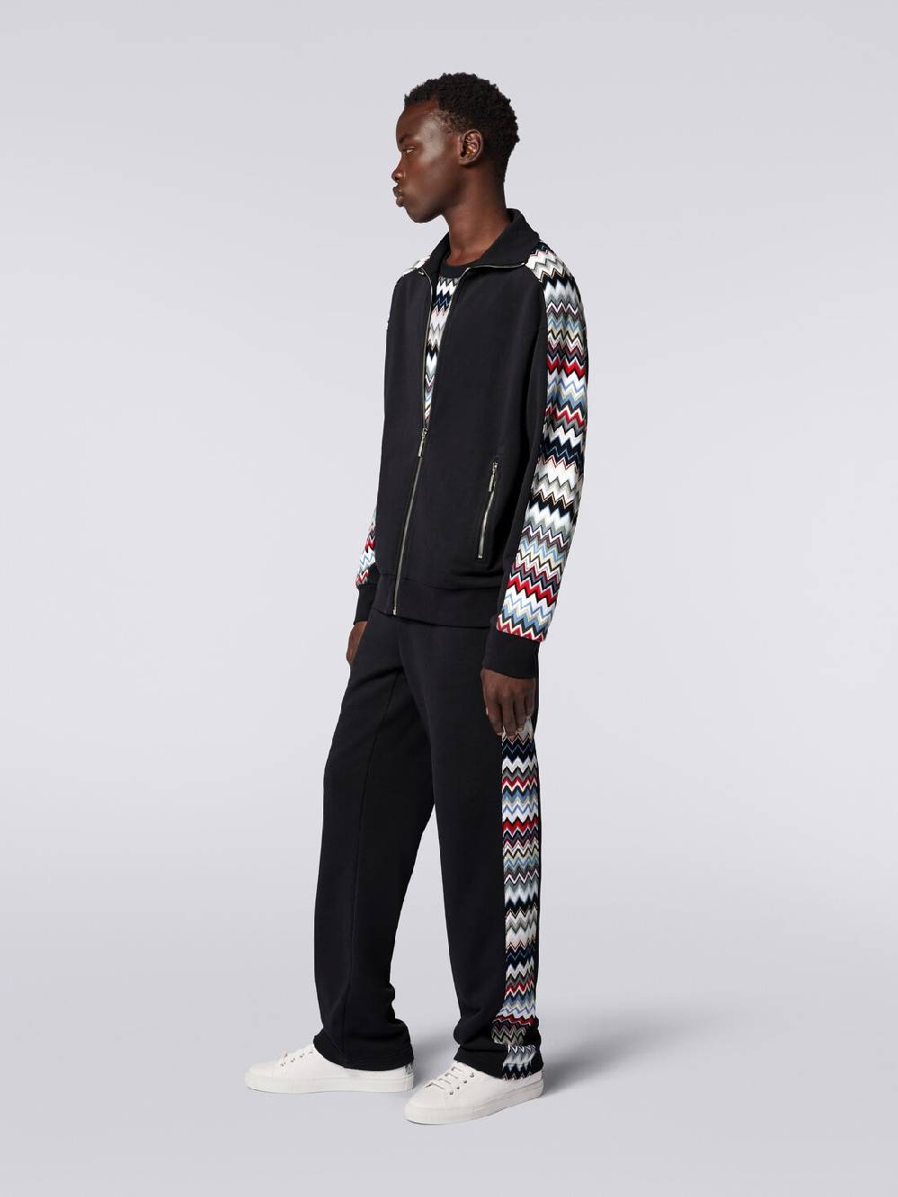 M Missoni Felpa in cotone con zip e inserti zig zag Latest stili
