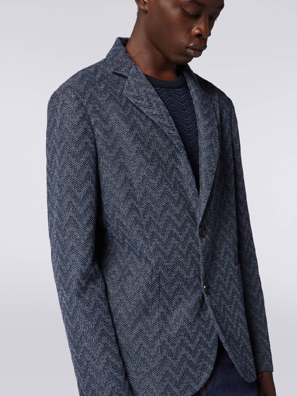 M Missoni Blazer monopetto in cotone zig zag Promozione temporanea