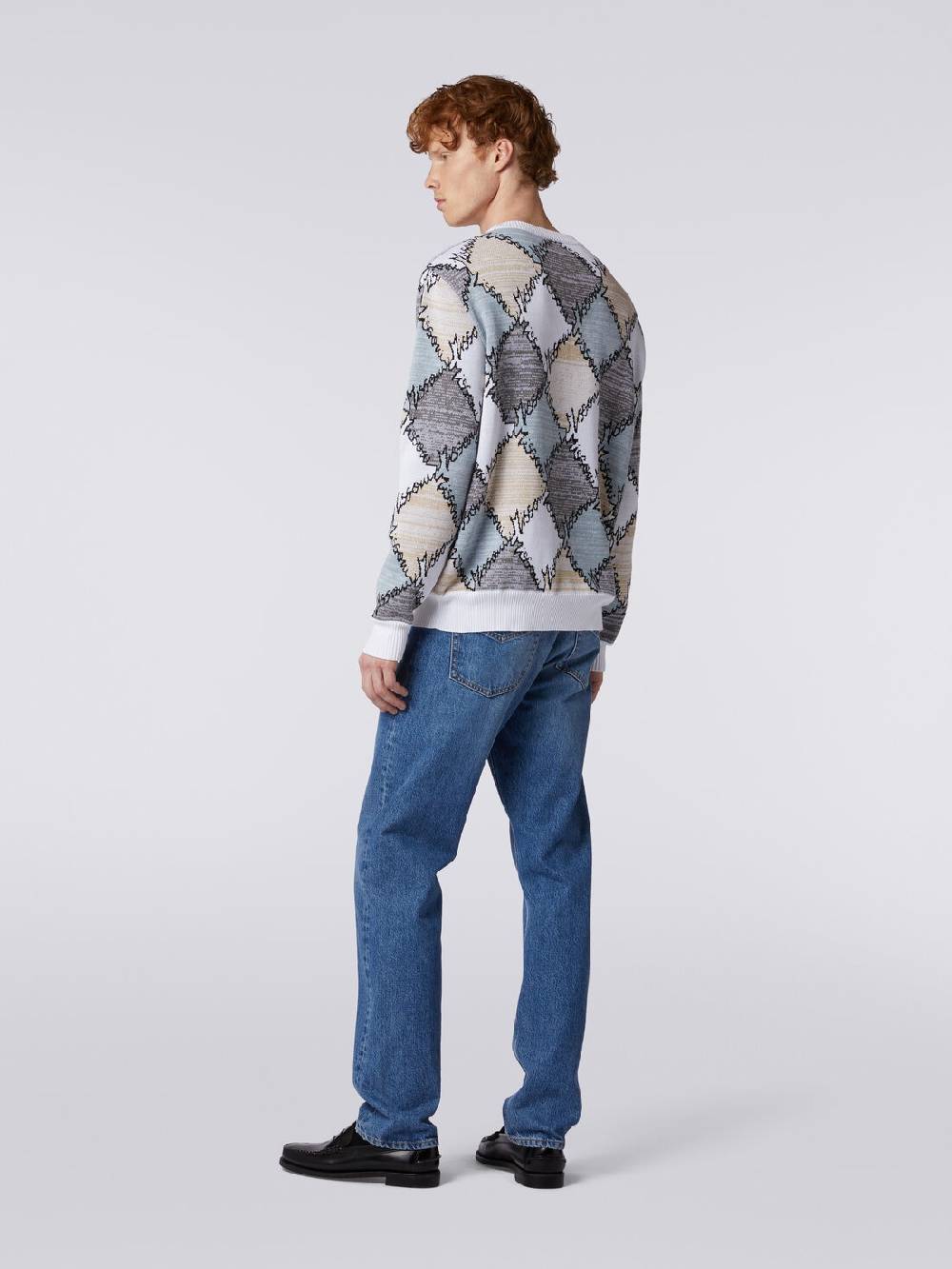 M Missoni Pullover giorocollo in cotone a losanghe con scritta logo Sostegno trimestrale