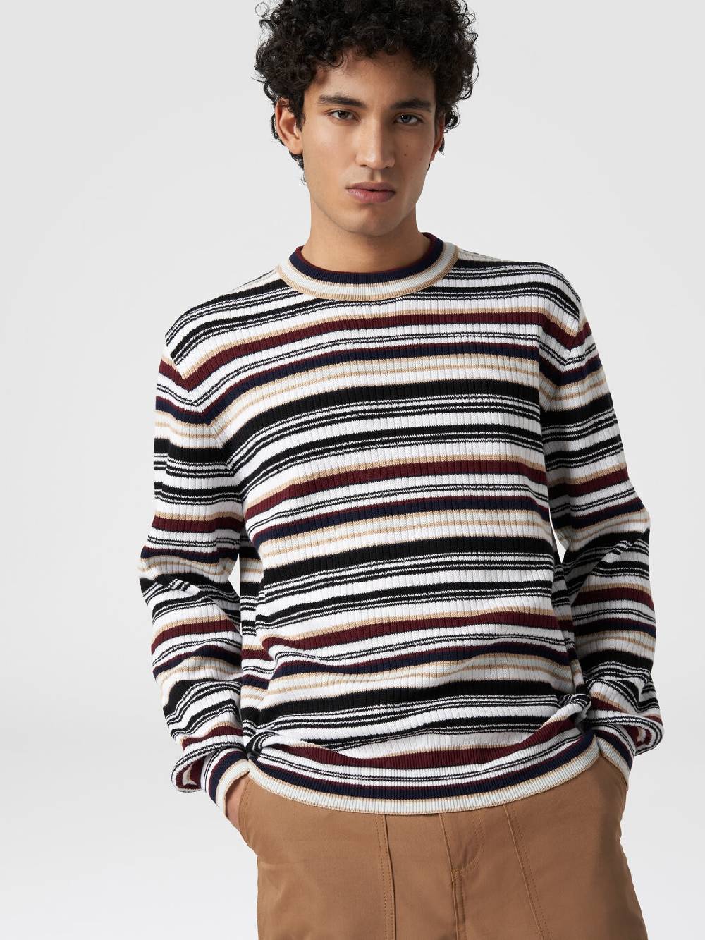 M Missoni Pullover girocollo in cotone a righe Officina