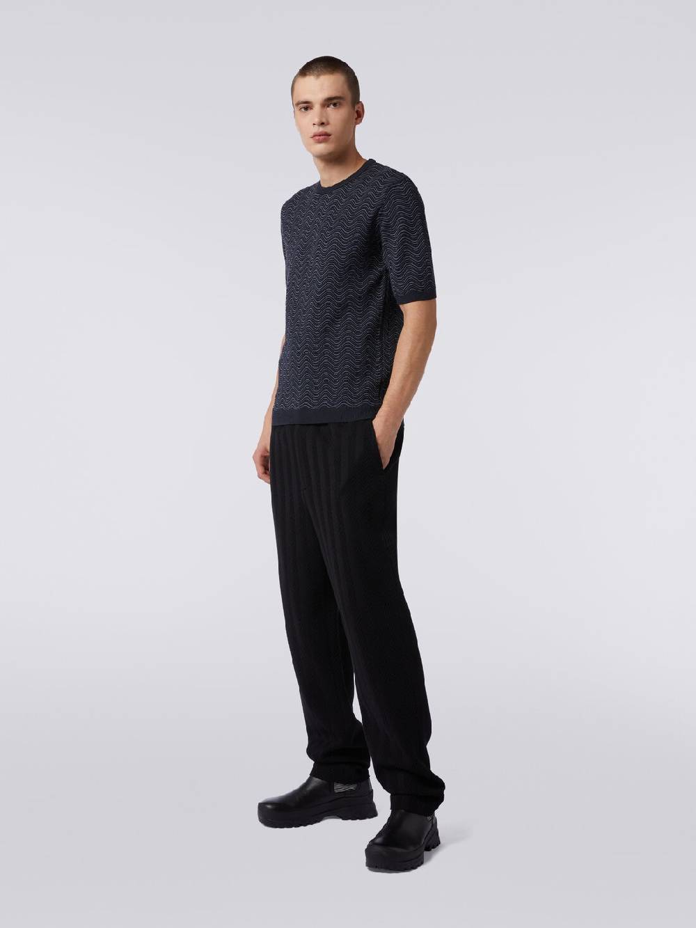 M Missoni T-shirt girocollo in lana e viscosa con motivo a onde Esporta salva