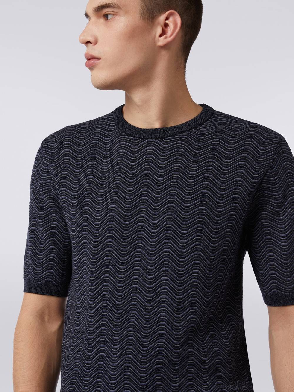 M Missoni T-shirt girocollo in lana e viscosa con motivo a onde Esporta salva