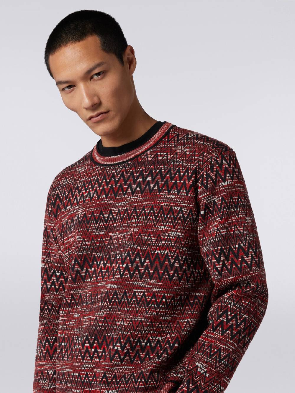 M Missoni Maglia girocollo con stampa chevron fiammata Black Friday Prezzi