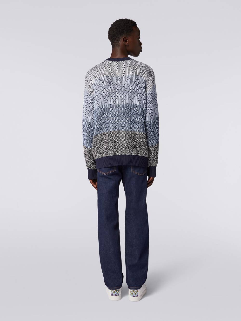M Missoni Pullover girocollo in cotone zig zag In vendita
