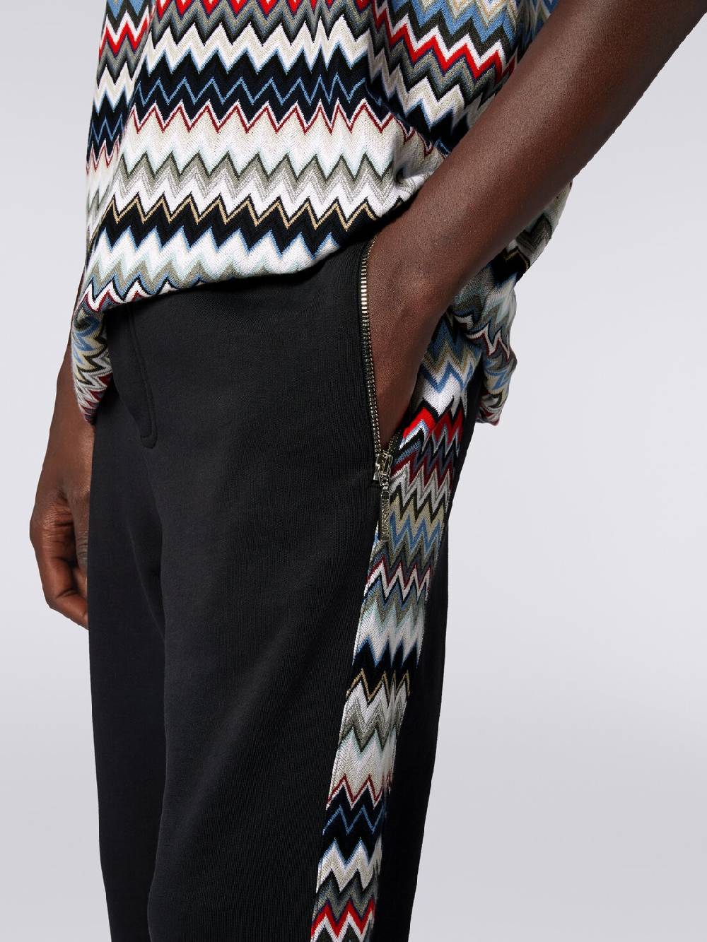 M Missoni Joggers in cotone con inserti zig zag 50% di sconto per tempo limitato